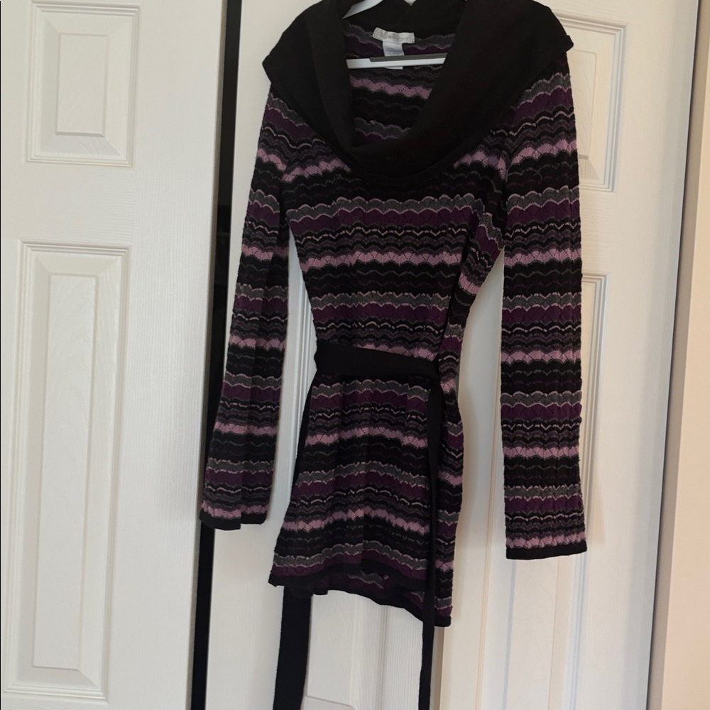 Chic Striped Sweater with Belt